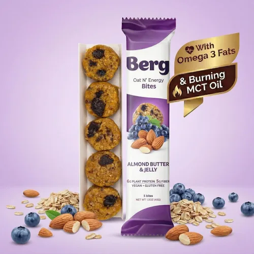 Miniatura 2 de Berg Bites Bocaditos de mantequilla de almendras y gelatina a base de plantas, vegano, sin gluten, 0.18 onzas de proteína, 0.18 onzas de fibra, caja