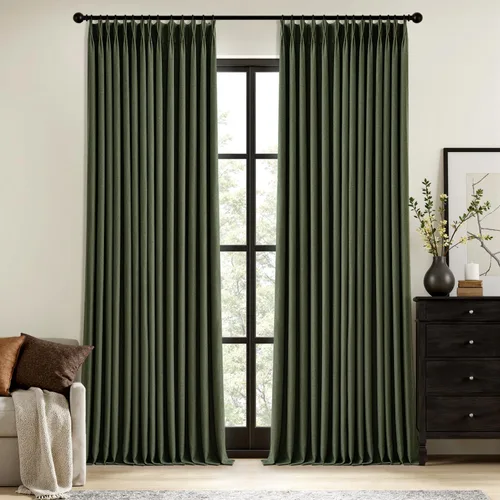 Miniatura 16 de MIULEE - Cortinas de lino beige con pliegues a presión 100% opacas para dormitorio, cortinas de ventana con memoria y bloqueo de luz para oscurecer