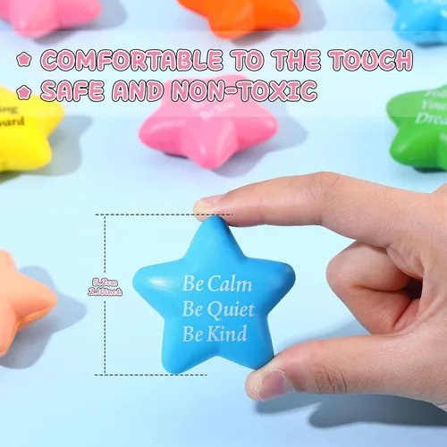 Miniatura 2 de Leyndo 100 bolas de estrés con forma de estrella a granel con citas motivacionales para aliviar el estrés de 2.2 pulgadas, mini bola de estrés