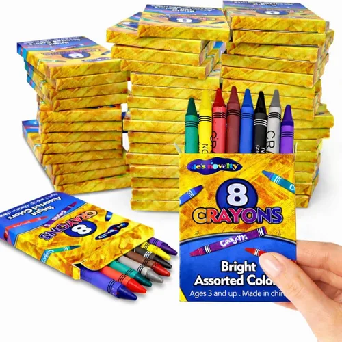 4E's Novelty 48 cajas de 8 paquetes de crayones a granel para niños, crayones para el aula, suministros para profesores, suministros escolares,