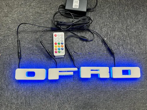 SDO Dream Chase Color Million Colors Shift 4PCS LED Letras Lights (ORFD) Accesorios de coche (base negra brillante), rejilla frontal muultiple LED