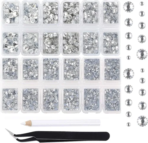 Miniatura 66 de Massive Beads 7800 vasos de hierro termoadhesivos con parte trasera plana, 5 tamaños, diamantes de imitación para hacer proyectos de bricolaje