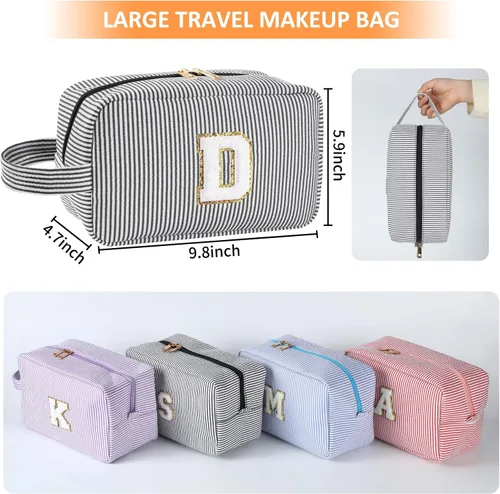 Miniatura 3 de Regalos personalizados para mujeres, bolsa de maquillaje con inicial, bolsa de maquillaje de viaje, bolsa de cosméticos, bolsa de artículos