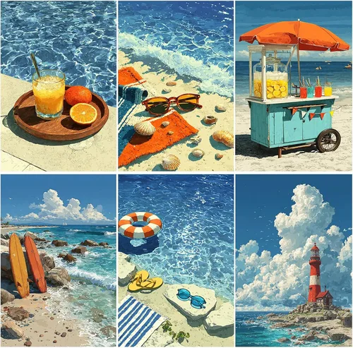 Miniatura 12 de DOTZSO Paquete de 6 pinturas de diamantes 5D para adultos, kit DIY de arte completo de diamantes con arte de cristal y manualidades para AB Moon Lake