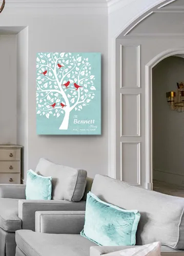 Miniatura 4 de MuralMax - Lienzo decorativo para pared de árbol personalizado para parejas, regalos para padres, abuelos, amigos - Ocasiones de hito, despedidas