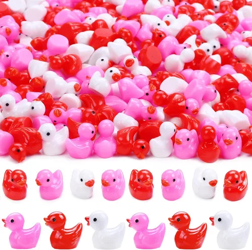 Miniatura 13 de DULEFUN 200 Piezas Patos Pequeños 10 Colores Figuras de Patitos Mini Patos de Resina Patos Pequeños de Plástico en Miniatura a Granel