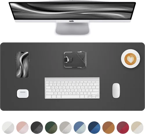 Miniatura 29 de Tapete protector para escritorio y mouse, antideslizante, de piel sintética, tapete impermeable de escritura para laptop, para oficina y hogar