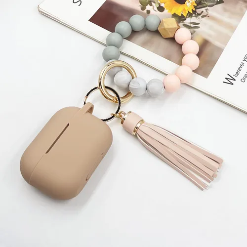 Miniatura 2 de Koujaon Funda de silicona suave compatible con Airpods Pro con llavero de pulsera para Apple Airpod Pro de 1ª generación, funda para mujer