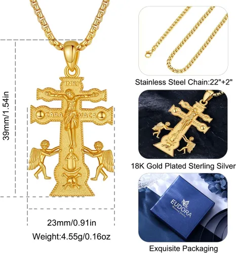 Miniatura 245 de EUDORA Collar de plata de ley 925, San Cristóbal y San Benito, San Miguel, Virgen María, San Judas Tadeo, Cruz de Buen Pastor y Arcángel, Medalla