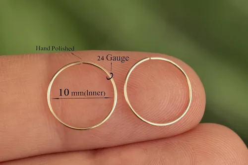 Miniatura 40 de Aretes de aro de oro de plata – Aretes de aro para mujer, dos piezas de aros de plata fina rellenos de oro, aro de hélice, anillo de tragus, aro
