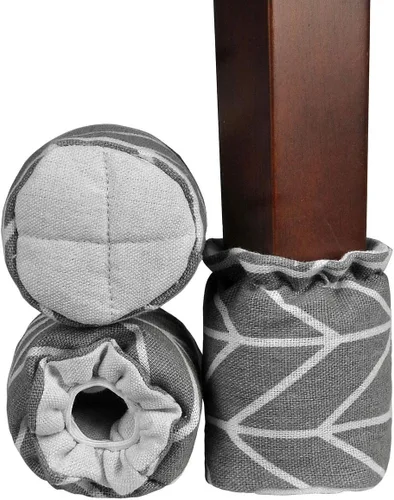 Miniatura 2 de Yoption Protectores de suelo para patas de silla, flechas grises de lino y algodón, almohadillas protectoras para patas de muebles, almohadillas