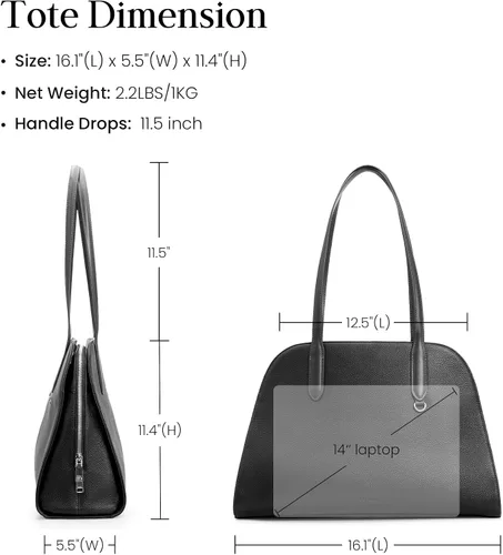 Miniatura 4 de befen Genuine Leather Tote Bag for Women Multi-Pockets Designer Shoulder Tote Work Purse Satchel Handbags