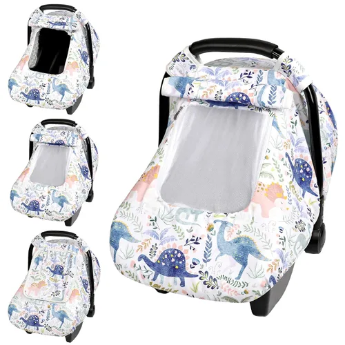 Miniatura 21 de Pea Pod Funda de Asiento de Automóvil para Bebé Niñas, Fundas de Asiento de Automóvil Infantil Arcoíris con Capota para Recién Nacidos, 2 Capas