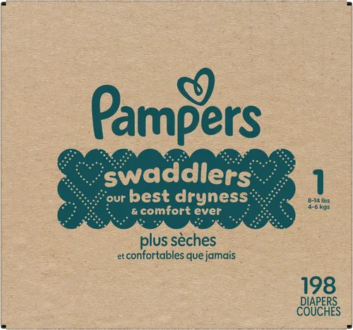 Miniatura 18 de Pañales Pampers Swaddlers, Talla 1 (8-14 libras), 198 unidades, absorbentes, mantiene al bebé seco y cómodo, pañal desechable seguro para la piel