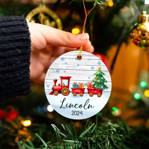 Miniatura 3 de Adorno de tren de Navidad, adorno de tren personalizado para decoración de árbol de Navidad, adorno personalizado de tren de amor para niños