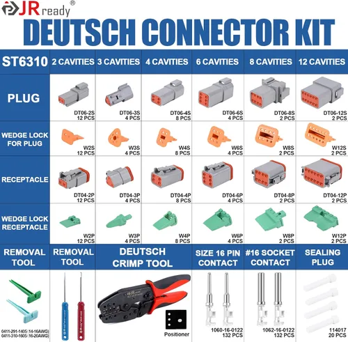 Miniatura 3 de ST6310 Deutsch DT Kit de conector con crimpador, 2 3 4 6 8 12 pines conectores de cable impermeables automotrices con herramienta de crimpado