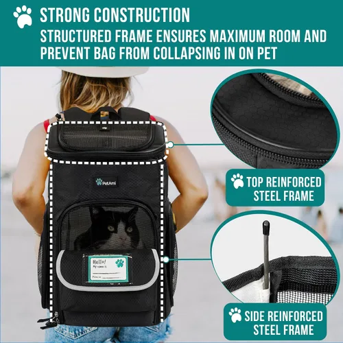 Miniatura 6 de PetAmi Mochila transportadora para perros, mochilas para gatos aprobadas por aerolíneas para transportar gatos pequeños y grandes, mochila