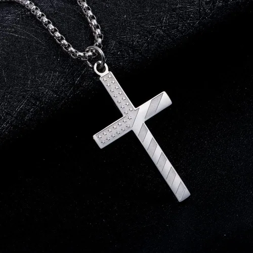 Miniatura 7 de Wolentty Collar de acero inoxidable con cruz de la bandera estadounidense grabada filipenses religiosos 413, joyería para hombres, Metal