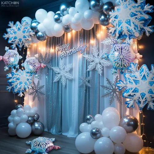 Miniatura 4 de KatchOn, Globos grandes de copo de nieve – 29 pulgadas, paquete de 8 Globos de invierno para decoraciones de Navidad Decoraciones de copo