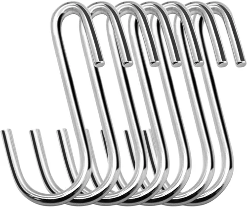 Paquete de 30 ganchos en S resistentes de 2.4 pulgadas para colgar, soporte para ollas, estantes de alambre, ganchos para colgar, ganchos de metal