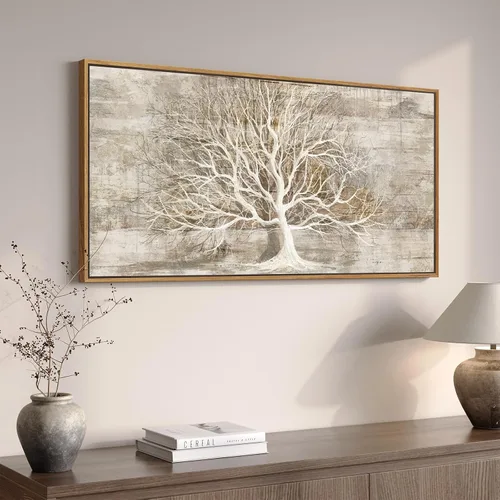 Miniatura 15 de Arte de pared botánico vintage con marco grande para sala de estar, impresiones de pintura en lienzo floral rústico neutro, cuadro retro de flores