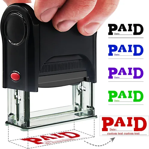 Miniatura 10 de Sello de pago autoentintado personalizado para suministros de negocios, sello autoentintado personalizado, pagado en sellos completos con fecha