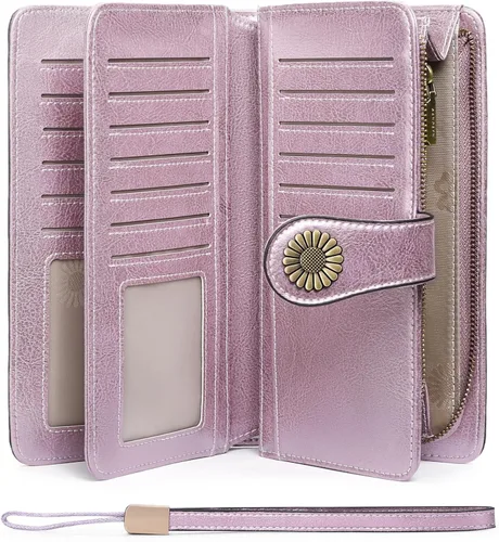 Miniatura 15 de SENDEFN Billeteras de cuero para mujer, tarjetero de crédito con bloqueo RFID, pulsera de gran capacidad with RFID Blocking, Large Capacity