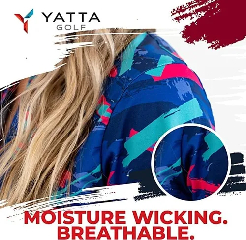 Miniatura 4 de YATTA Golf Polo de golf prémium para mujer, secado rápido, resistente a las arrugas y absorbe la humedad, trajes de golf para mujer