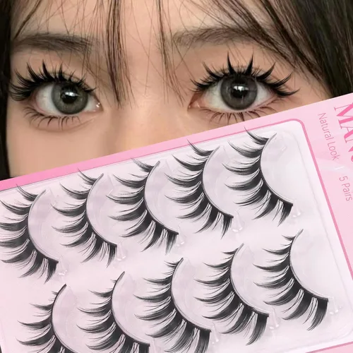 Miniatura 28 de Pestañas postizas hechas a mano de Veleasha 5D de imitación de visón, 7 pares