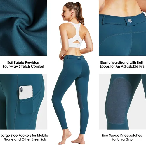 Miniatura 6 de FitsT4 - Pantalones de equitación para mujer con parche a la rodilla