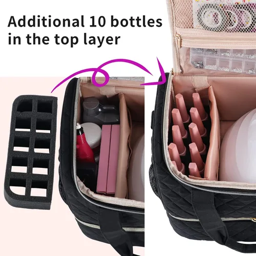 Miniatura 4 de VOFIpremiAm Estuche Organizador de Esmalte de Uñas Compatible con Lámpara de Uñas y 50 Botellas, Organizadores y Almacenamiento de Uñas