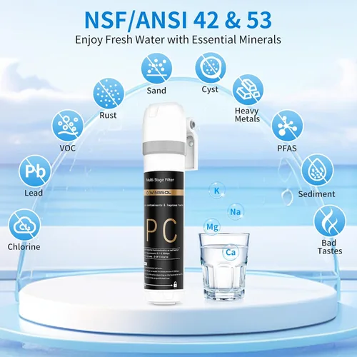 Miniatura 2 de WINGSOL Cartucho de filtro de repuesto para filtro de agua debajo del fregadero Compatible con: WS-QC-001, WS-QC-001 (F), WS-QC-001 (FY), WS-QC-001