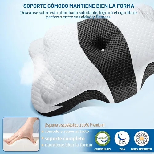 Miniatura 5 de CHxxy Almohadas de espuma viscoelástica, almohada cervical para aliviar el dolor de cuello y hombros, almohada ergonómica de contorno de cama, suave