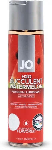 JO H₂O - Lubricante con sabor a sandía, lubricante personal comestible a base de agua, sin azúcar, sandía suculenta - 4 onzas líquidas