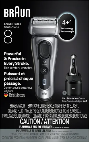 Miniatura 9 de Braun Series 8 8567cc Maquinilla de afeitar eléctrica para hombre, 4+1 elementos de afeitado y recortador de precisión para cabello largo, centro