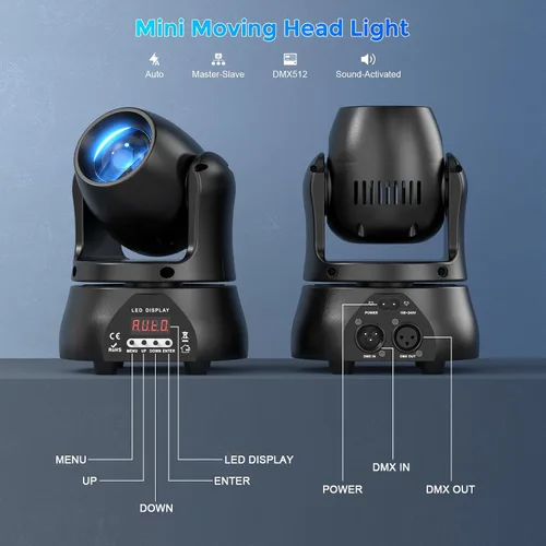 Miniatura 6 de 2PCS 40W LED de cabeza móvil luz RGBW haz iluminación escenario focos con sonido DMX activado modo automático para fiestas, pista de boda, banda