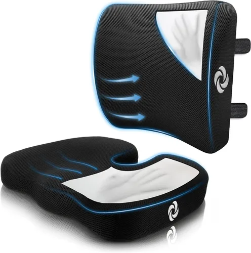Miniatura 13 de Samsonite Almohada ergonómica de apoyo lumbar para silla de oficina, silla de juegos o automóvil, cojín de espuma viscoelástica con malla ventilada