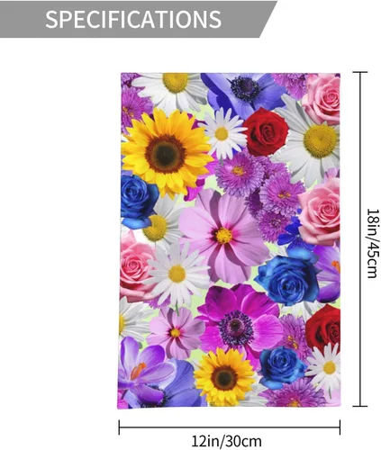 Miniatura 2 de Bandera de jardín con patrón de flores de girasol amarillo, rojo y azul rosa, floral, margarita blanca, flor morada, poliéster de doble cara