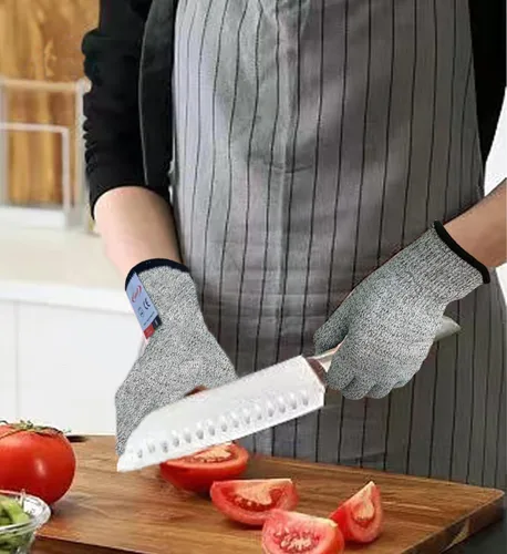 Miniatura 4 de Guantes resistentes a cortes, 4 pares de guantes resistentes a cortes de grado alimenticio, guantes de corte para cocina, pelado de ostras, Gris