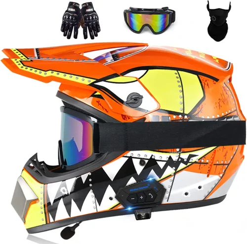 Miniatura 14 de Casco de motocross Bluetooth para adultos, casco de motocross, aprobado por DOT/ECE, perfecto para motocicletas de motocross, motos de cross, ATV