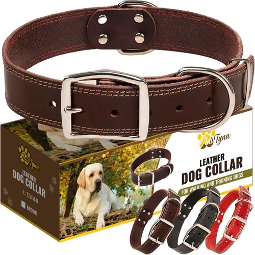 Miniatura 6 de ADITYNA Collar de Cuero Resistente para Perros Grandes - Collar de Cuero Suave y Fuerte para Caminar, Entrenar, Cazar y Correr