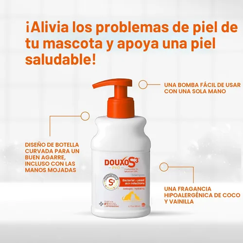 Miniatura 5 de Douxo S3 PYO Champú medicado para perros con clorhexidina al 3% para perros - Tratamiento antibacteriano y antiséptico para infección por levaduras