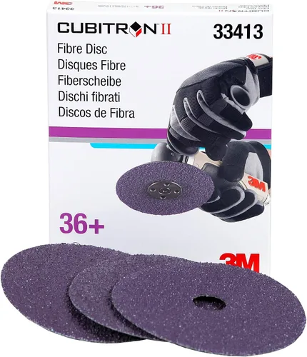 Miniatura 2 de 3M Cubitron II - Disco de fibra abrasiva, 33413, 5 pulgadas x 7/8 pulgadas, grano 36+, paquete de 5, alto rendimiento, corte rápido, larga duración