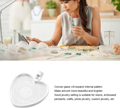 Miniatura 4 de Colgante en forma de corazón, 60 bandejas colgantes en forma de corazón, ajuste de base con cristal