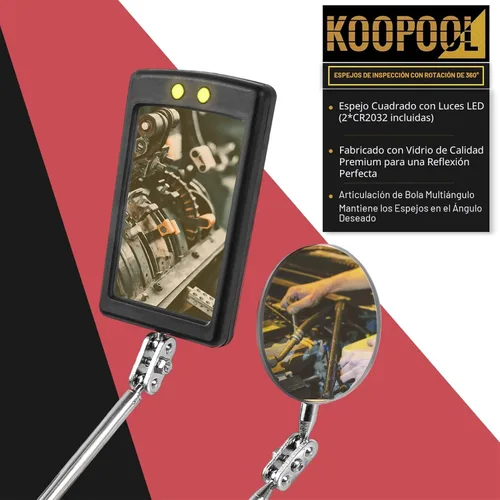Miniatura 5 de Juego de herramientas de recogida magnética telescópica, telescopio de espejo de inspección, linterna LED, accesorios geniales para hombres, regalo