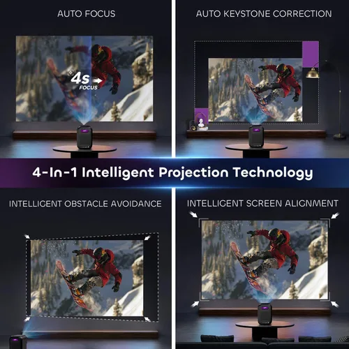 Miniatura 6 de Proyector de TV Google con WiFi Bluetooth, Soporte Full Ultra HD 1080P 4K, Proyección Inteligente para Cine en Casa, Mini Proyector Portátil al Aire