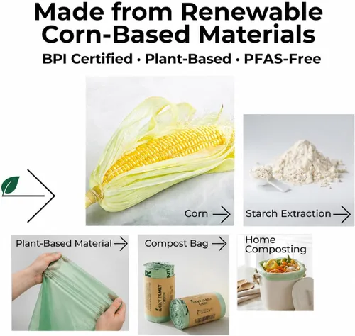 Miniatura 6 de Bolsas de basura compostables para contenedores de compost de cocina, bolsas de compost pequeñas de 1.3 galones para contenedor de encimera, bolsas