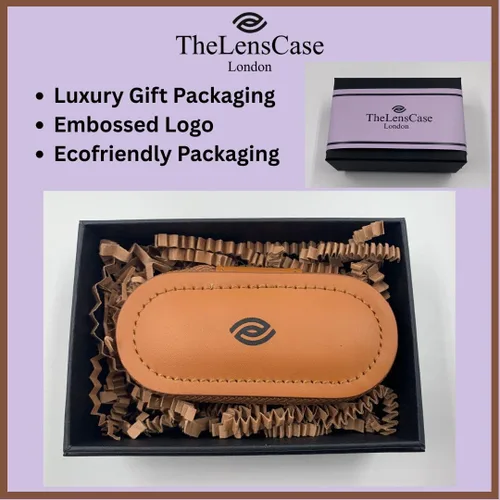 Miniatura 4 de Funda de piel de lujo para lentes de contacto de viaje, (para lentes de contacto reutilizables), cuero de grano completo certificado con espejo