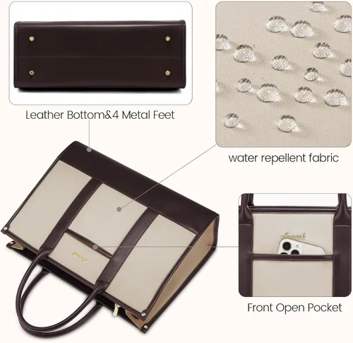 Miniatura 7 de LOVEVOOK Bolso para laptop y bolsa de mano para mujeres, bolso de trabajo de 15.6 pulgadas, gran bolso profesional para maestra, liviano, bolso