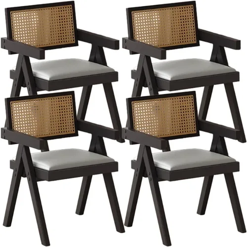 Miniatura 26 de YVYKFZD Juego de sillas de comedor de ratán, sillas de comedor de madera, sillas de cocina con respaldo tejido, sillón tapizado, silla auxiliar